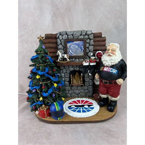 Vintage Christmas NASCAR Santa Figurine Lights Up Lowes Motor Speedway Charlotte - Picture 9 of 12